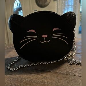 Retired Authentic CC Black Kitty Cat Round Chain Purse Crossbody Bag 90s Y2K